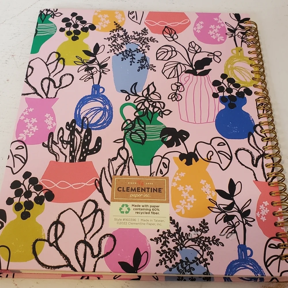 Clementine Potted Plant Patterned Hardcover Spiral Bound 2022/2023 Planner